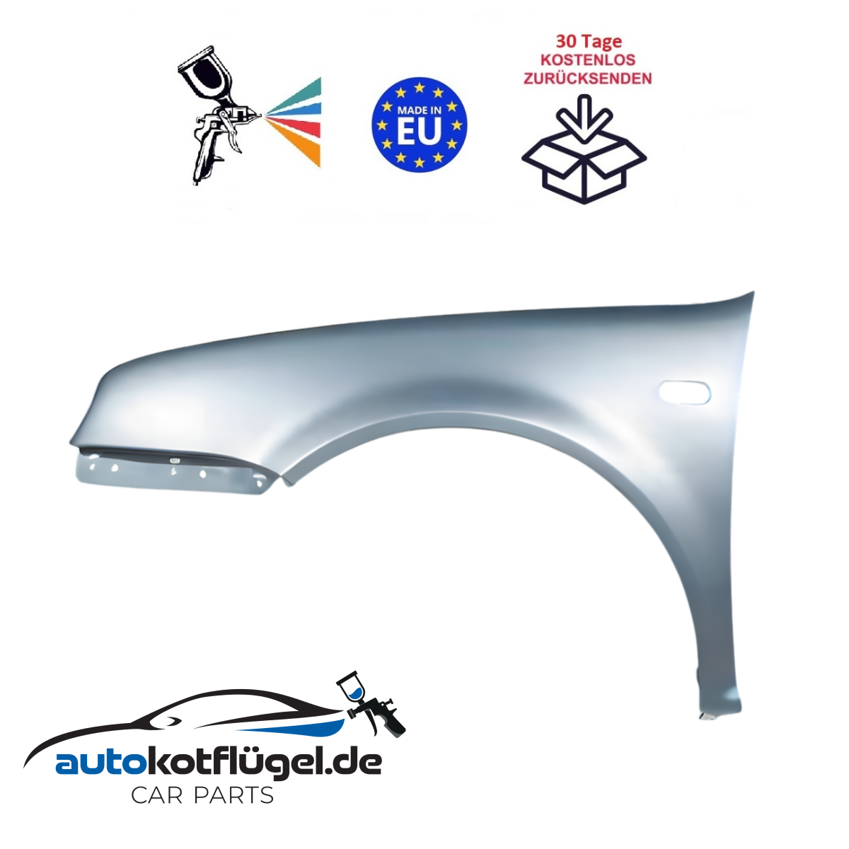 Kotflügel für VW GOLF V 5 LA7W rechts Silber 97-06 Vorderseite lackiert neu